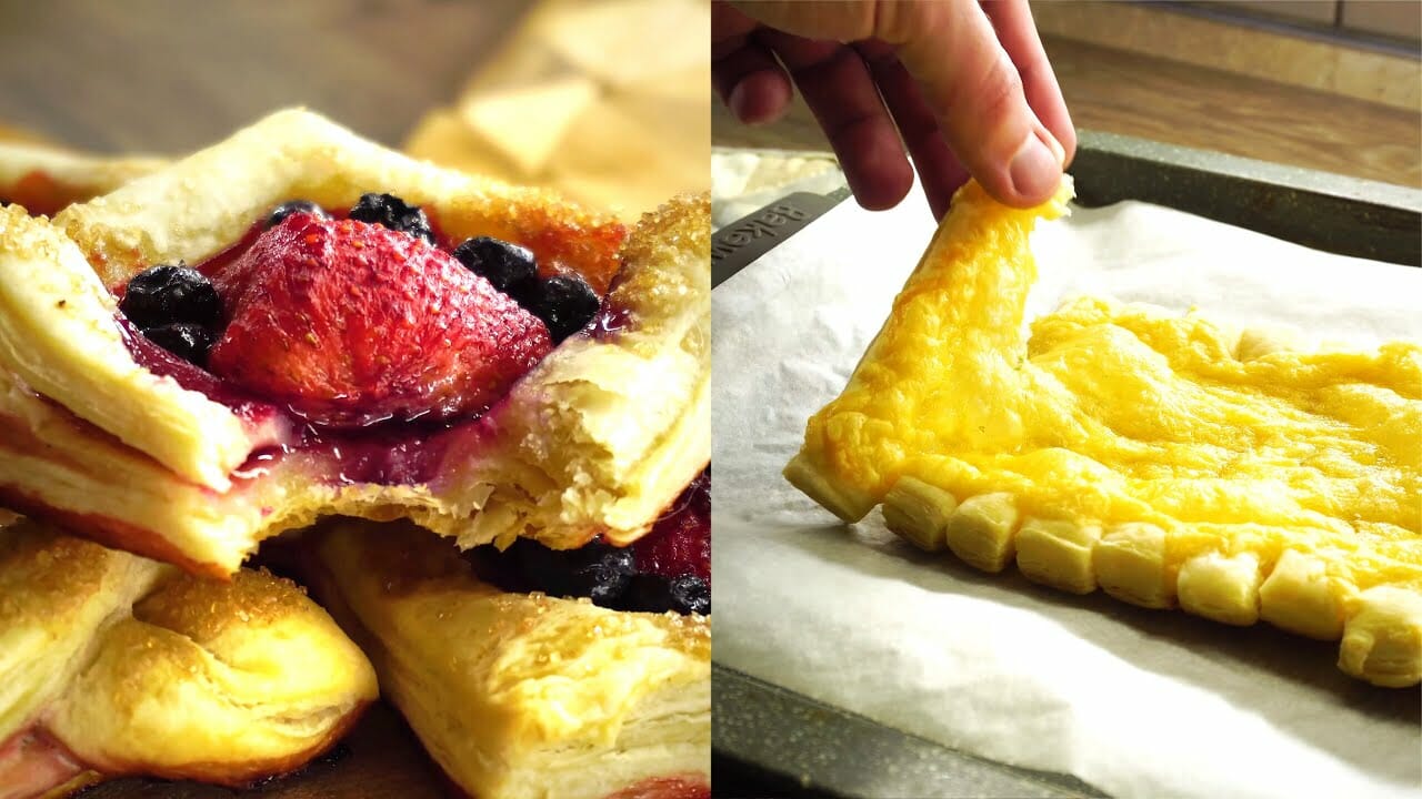 Blueberry Puff Pastry Diamonds Recipe - Easy Puff Pastry Cheese Straws sticks